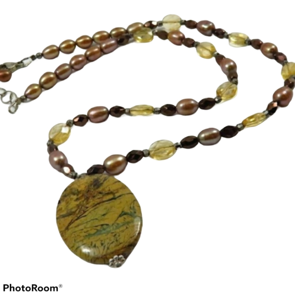 OOAK Sterling Silver/Jasper/Pearl/Citrine …
